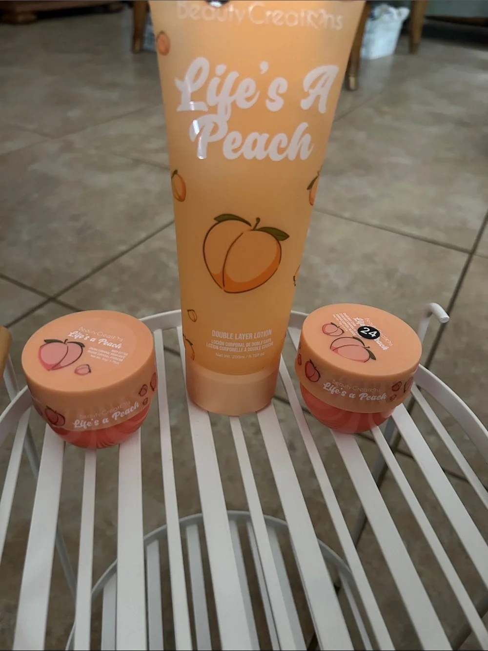 Beauty Creations Life's A Peach Kids Peach-Orange Double Layer Lotion Set